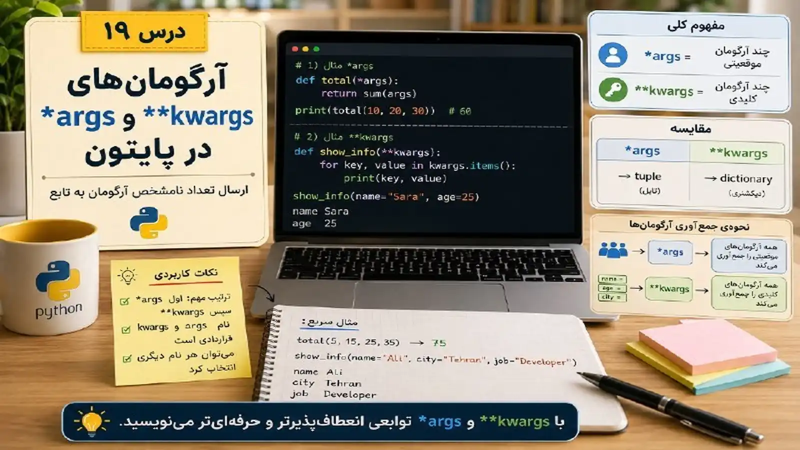 آرگومان‌های *args و **kwargs در پایتون