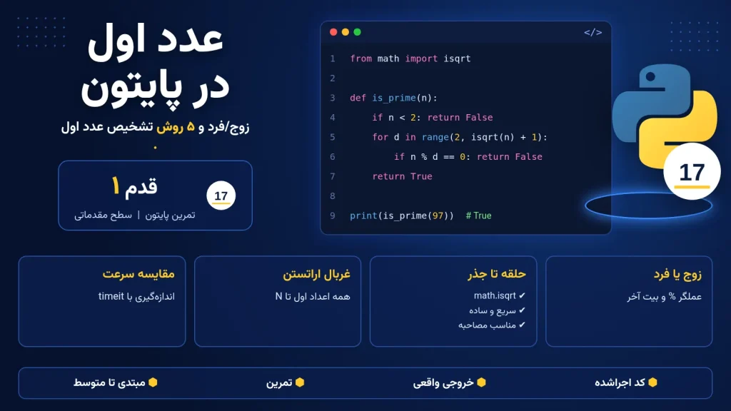 تشخیص عدد اول و زوج یا فرد در پایتون