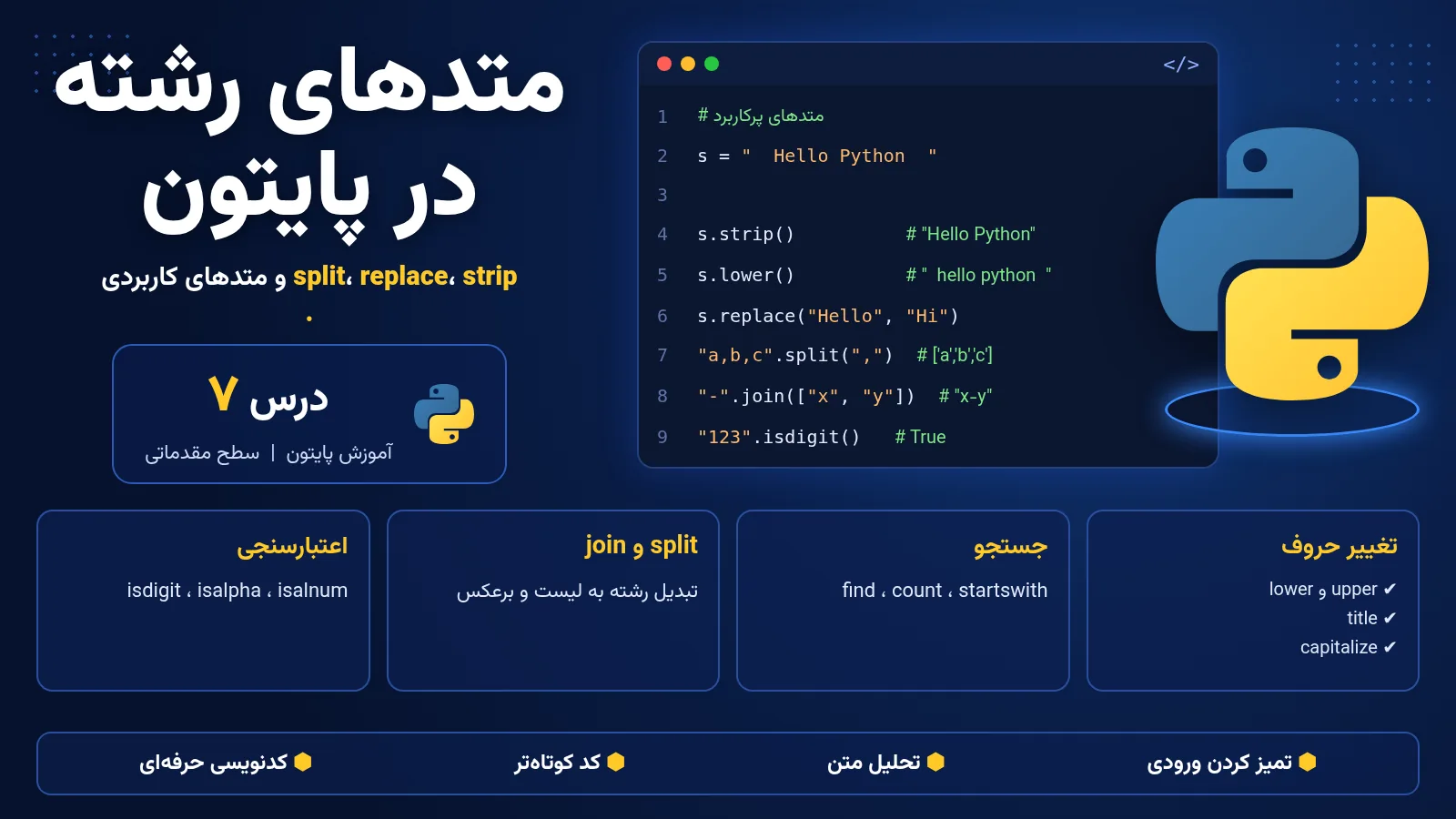 متدهای رشته در پایتون؛ split، replace و strip