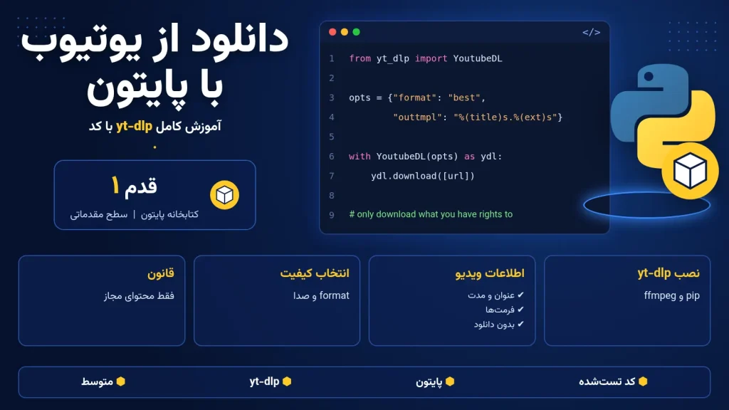 دانلود ویدیو از یوتیوب با پایتون و کتابخانه yt-dlp